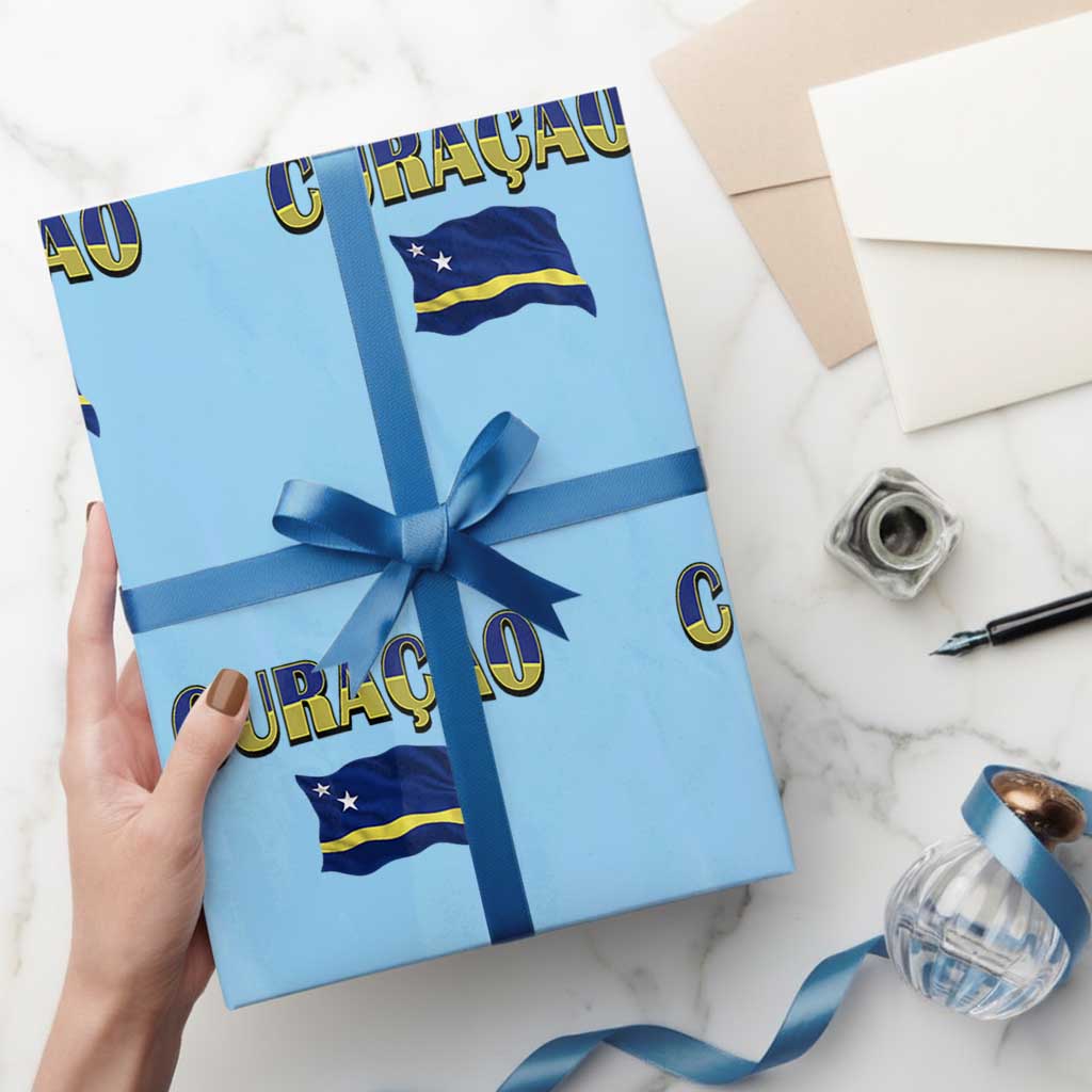 Vintage Curacao Flag Wrapping Paper Roll Dutch Caribbean Heritage Gift