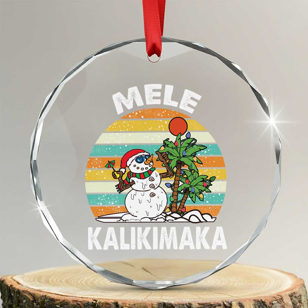 Vintage Cute Mele Kalikimaka Xmas Crystal Glass Ornament Funny Snowman Palm Tree Beach Tropical Gift Family Holiday TS10 Transparent Glass 3'' Circle Print Your Wear