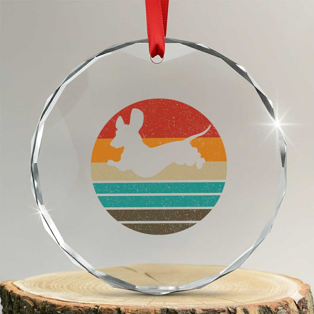 Vintage Dachshund Crystal Glass Ornament 60s 70s Retro Grunge Weiner Dog Love TS10 Transparent Glass 3'' Circle Print Your Wear