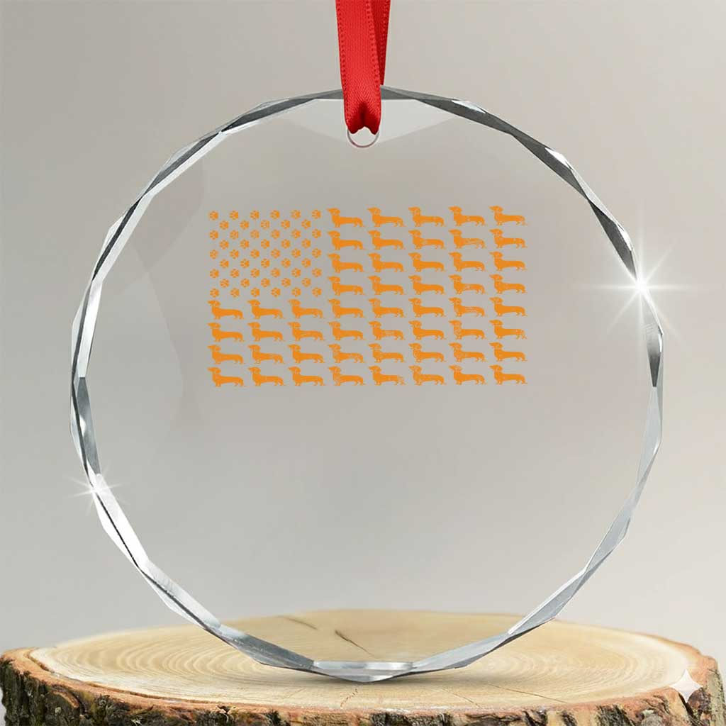 Vintage Dachshund Dad American Flag Crystal Glass Ornament Weiner Dog Fathers Day Gifts For Dog Lovers Dad TS10 Transparent Glass 3'' Circle Print Your Wear