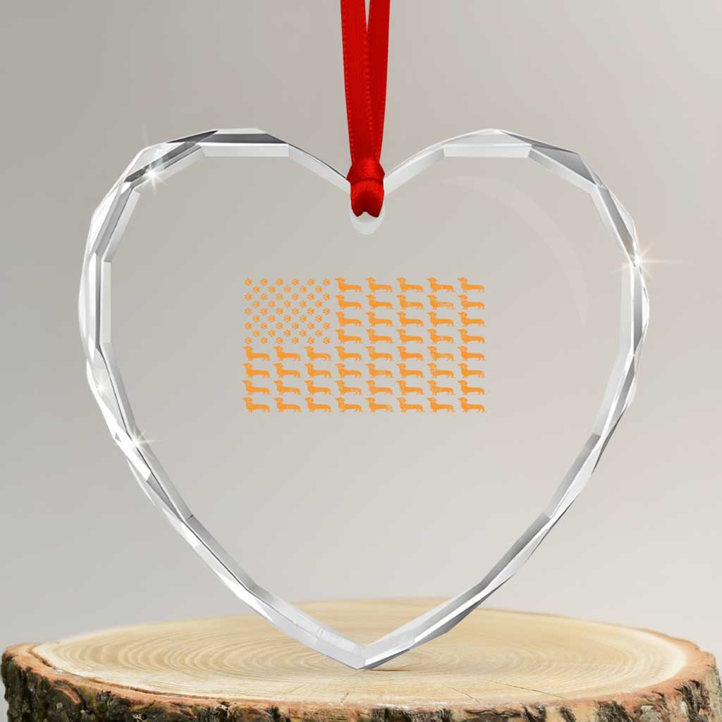 Vintage Dachshund Dad American Flag Heart Crystal Glass Ornament Weiner Dog Fathers Day Gifts For Dog Lovers Dad TS10 Transparent Glass 3'' Heart Print Your Wear