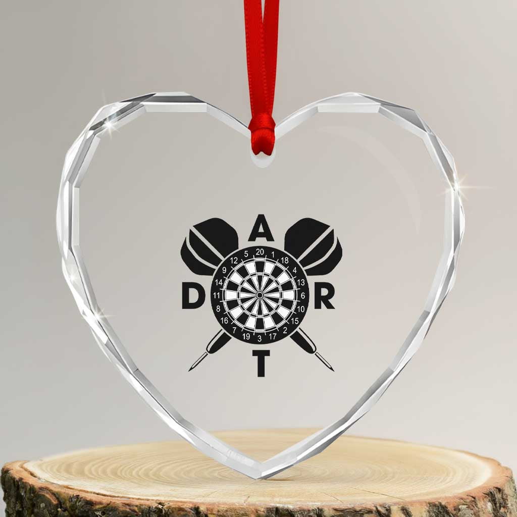 Vintage Dartboard Gift Idea For Dart Lover Heart Crystal Glass Ornament TS12 Transparent Glass 3'' Heart Print Your Wear