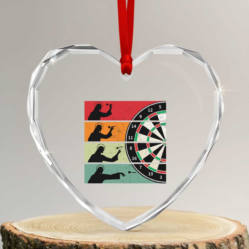 Vintage Darts Player Christian Faith Gift Heart Crystal Glass Ornament Jesus Bullseye Shooter TS12 Transparent Glass 3'' Heart Print Your Wear