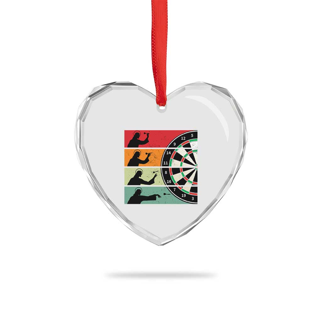 Vintage Darts Player Christian Faith Gift Heart Crystal Glass Ornament Jesus Bullseye Shooter TS12 Print Your Wear