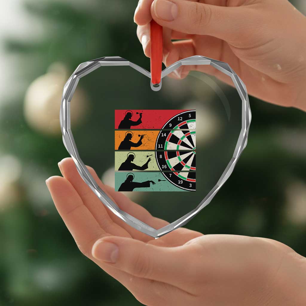 Vintage Darts Player Christian Faith Gift Heart Crystal Glass Ornament Jesus Bullseye Shooter TS12 Print Your Wear