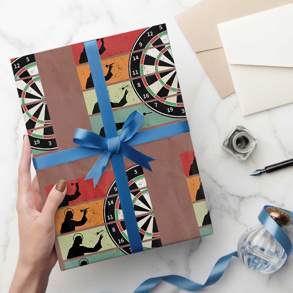 Vintage Darts Player Christian Faith Gift Wrapping Paper Roll Jesus Bullseye Shooter TS12 Mocha Print Your Wear