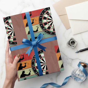 Vintage Darts Player Christian Faith Gift Wrapping Paper Roll Jesus Bullseye Shooter TS12 Mocha Print Your Wear