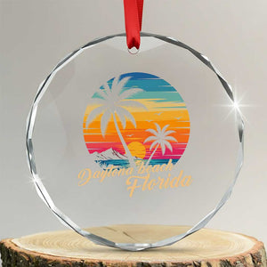 Vintage Daytona Beach Florida Crystal Glass Ornament Summer Vacation Graphic