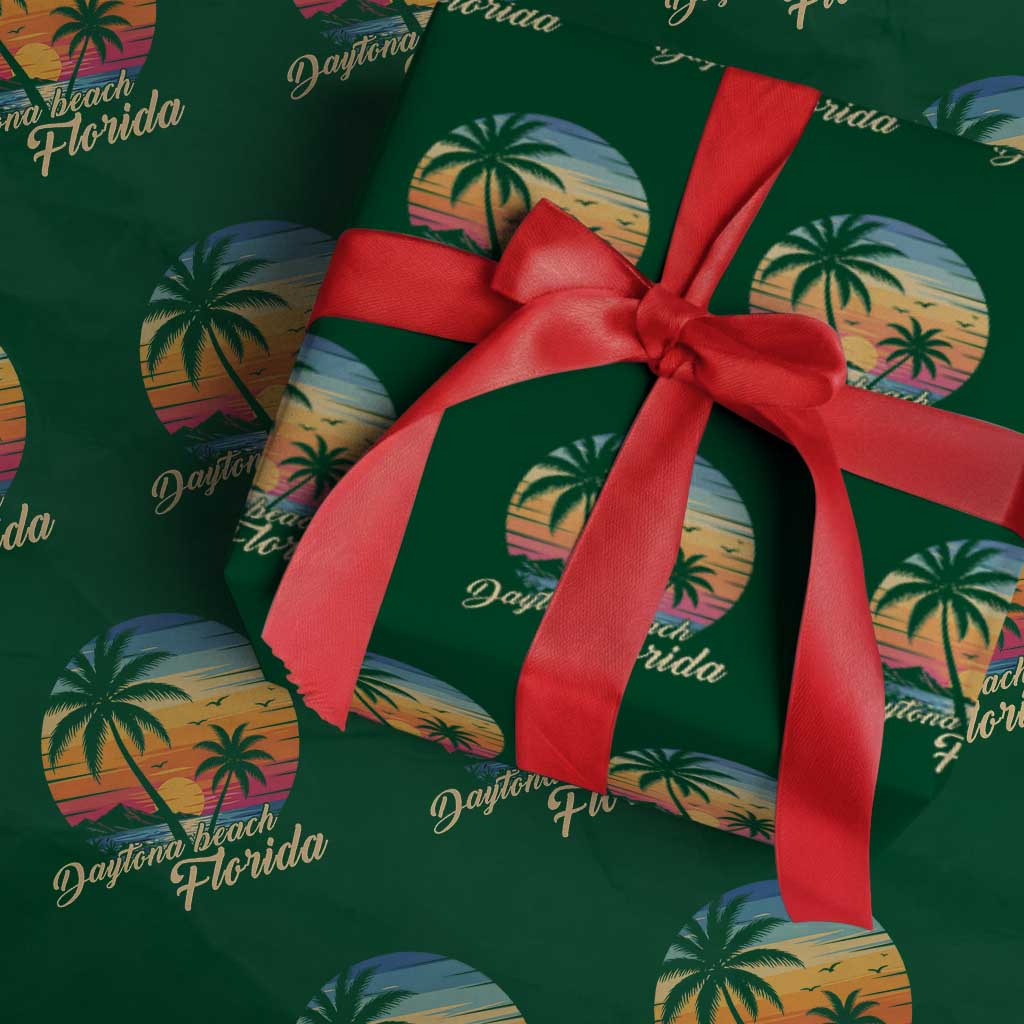 Vintage Daytona Beach Florida Wrapping Paper Roll Summer Vacation Graphic TS12 Green Print Your Wear