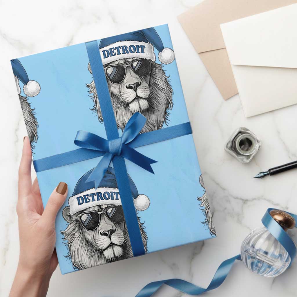 Vintage LF Christmas Wrapping Paper Roll Game Day Santa Hat Football Lovers TS10 Light Blue Print Your Wear