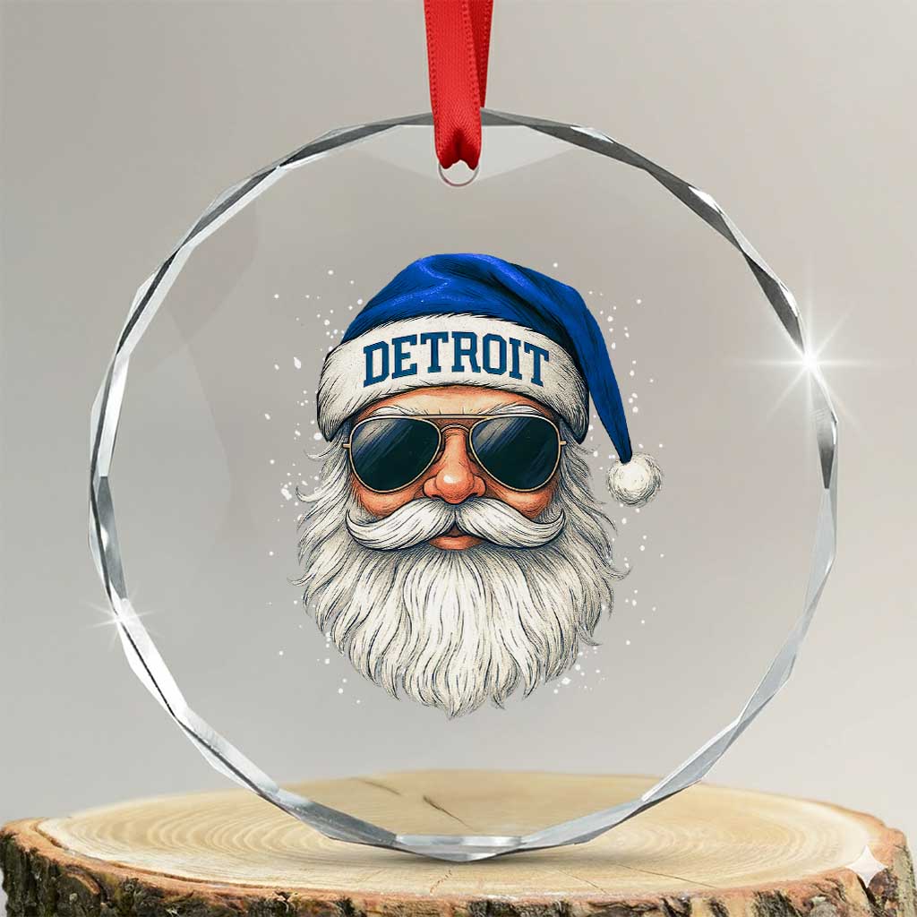 Vintage Detroit Football Christmas Crystal Glass Ornament Funny Retro Santa Lions Fan Xmas TS10 Transparent Glass 3'' Circle Print Your Wear