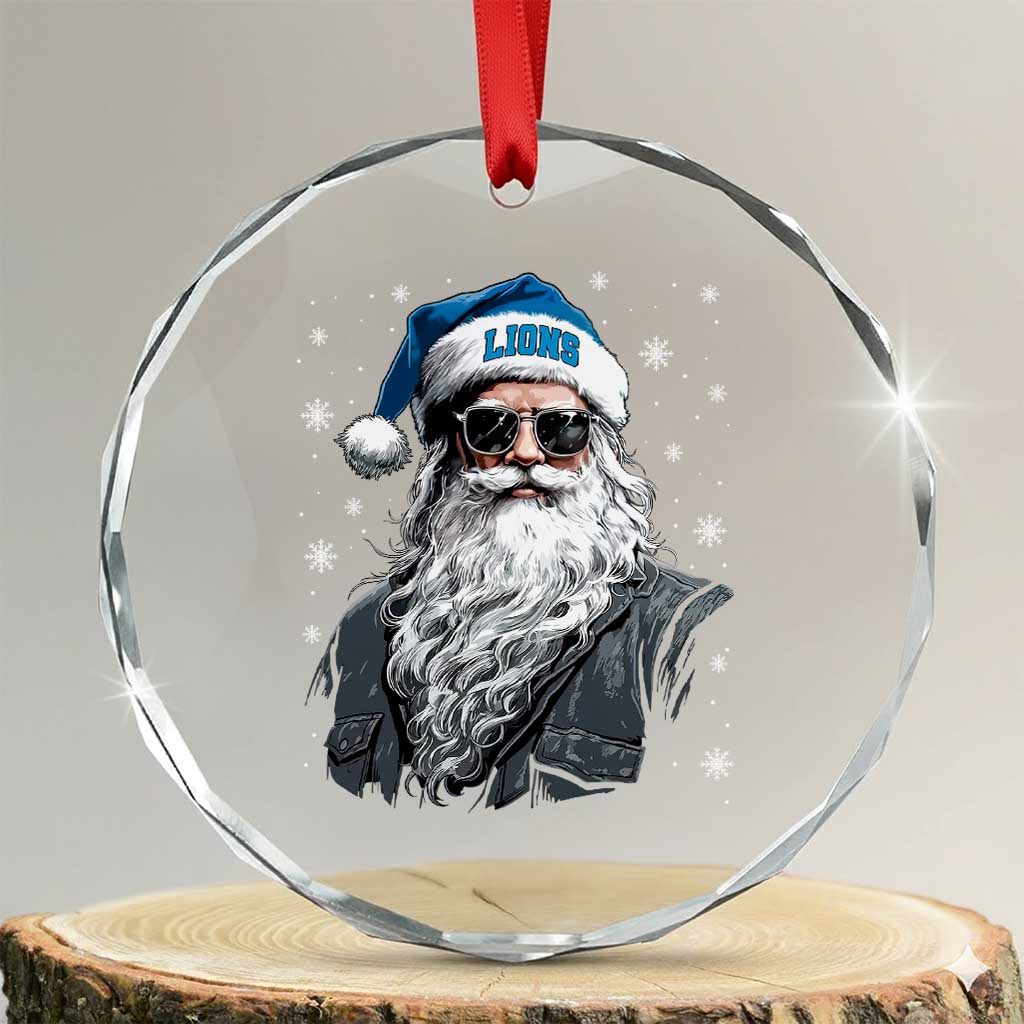 Vintage DFL Christmas Crystal Glass Ornament Retro Santa Lions Fan Game Day TS10 Transparent Glass 3'' Circle Print Your Wear