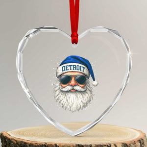 Vintage Detroit Football Christmas Heart Crystal Glass Ornament Funny Retro Santa Lions Fan Xmas TS10 Transparent Glass 3'' Heart Print Your Wear