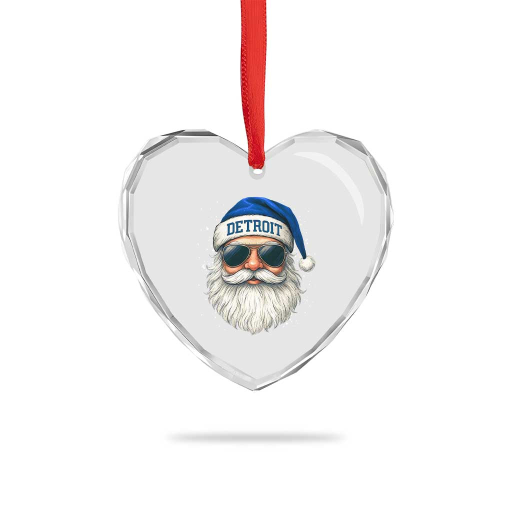 Vintage Detroit Football Christmas Heart Crystal Glass Ornament Funny Retro Santa Lions Fan Xmas TS10 Print Your Wear