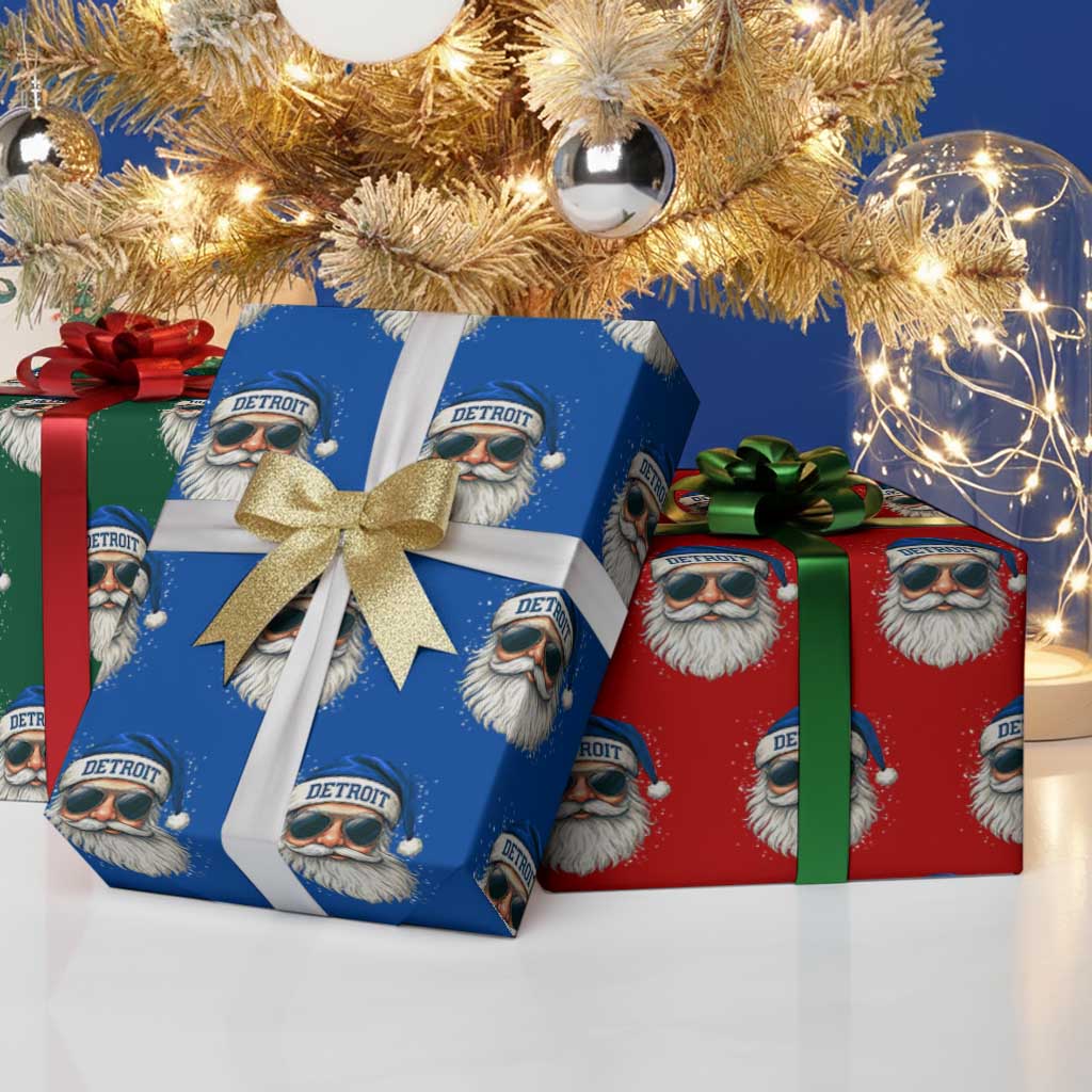 Vintage Detroit Football Christmas Wrapping Paper Roll Funny Retro Santa Lions Fan Xmas TS10 Print Your Wear