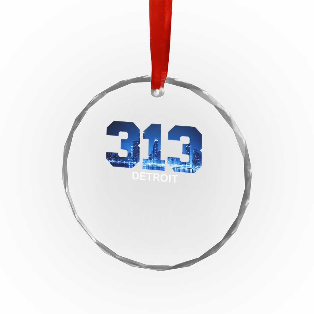 Vintage Detroit Michigan 313 Crystal Glass Ornament Area Code Skyline TS10 Print Your Wear