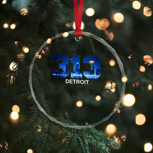 Vintage Detroit Michigan 313 Crystal Glass Ornament Area Code Skyline TS10 Print Your Wear