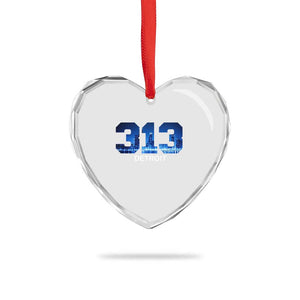 Vintage Detroit Michigan 313 Heart Crystal Glass Ornament Area Code Skyline TS10 Print Your Wear