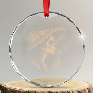 Vintage Dia de los Muertos Catrina Portrait Graphic Crystal Glass Ornament Gothic Sugar Skull Woman Blowing Dandelion TS02 Transparent Glass 3'' Circle Print Your Wear