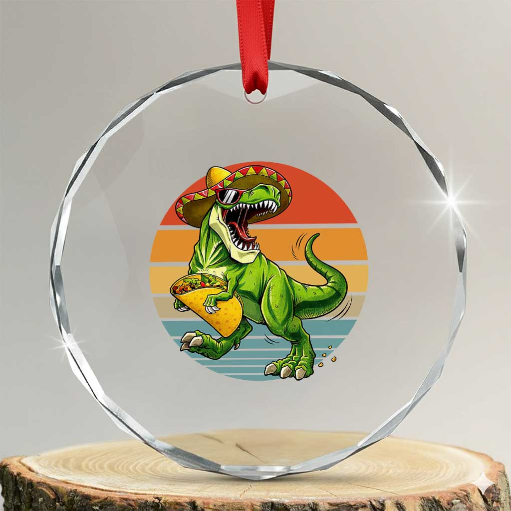 Vintage Dinosaur Taco Lover Crystal Glass Ornament Cinco De Mayo Gift TS12 Transparent Glass 3'' Circle Print Your Wear