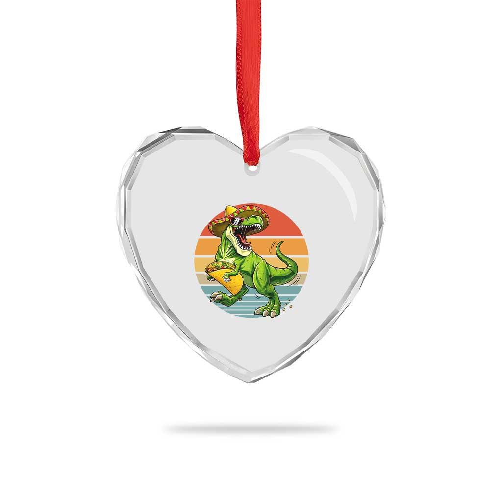 Vintage Dinosaur Taco Lover Heart Crystal Glass Ornament Cinco De Mayo Gift TS12 Print Your Wear