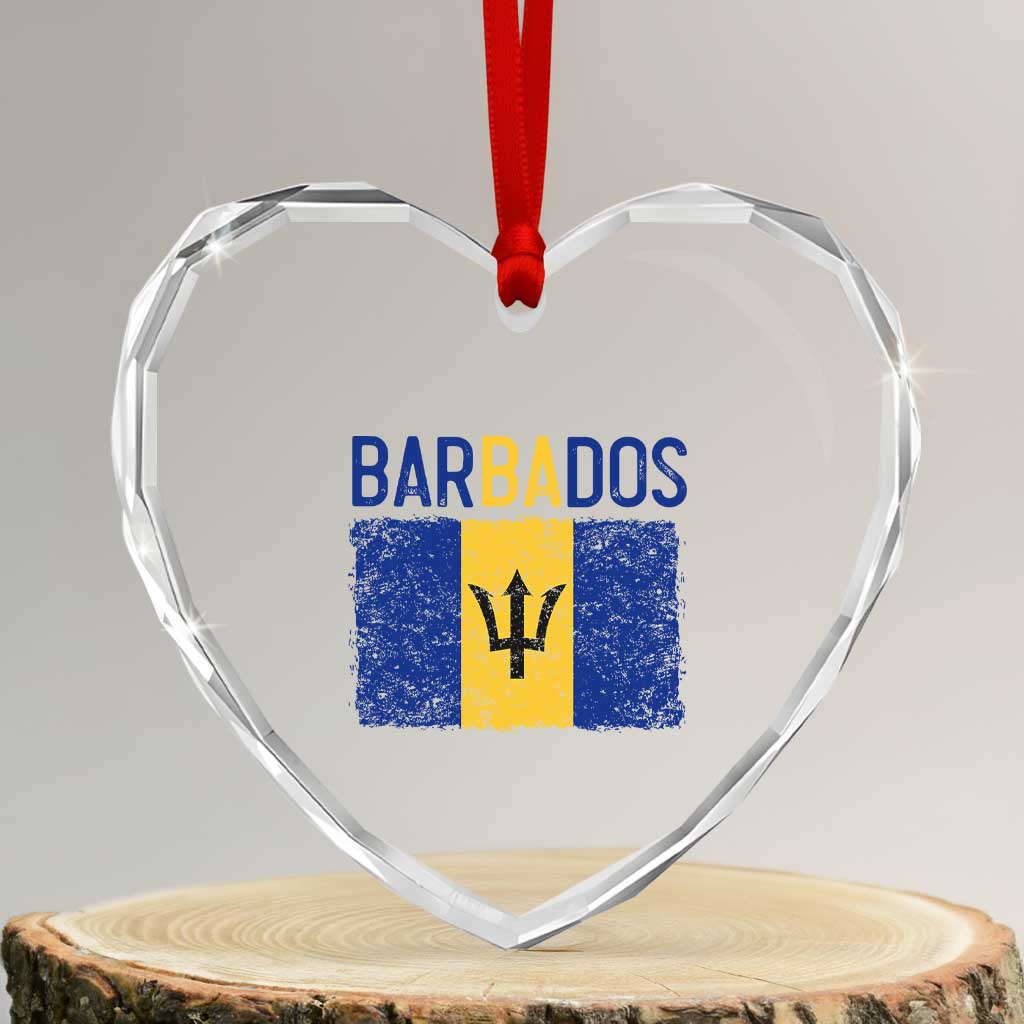 Vintage Distressed Barbados Flag Heart Crystal Glass Ornament Bajan Caribbean Heritage Patriotic Pride Gift TS10 Transparent Glass 3'' Heart Print Your Wear