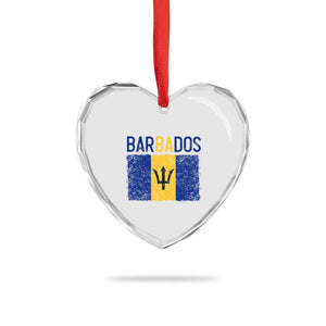 Vintage Distressed Barbados Flag Heart Crystal Glass Ornament Bajan Caribbean Heritage Patriotic Pride Gift TS10 Print Your Wear