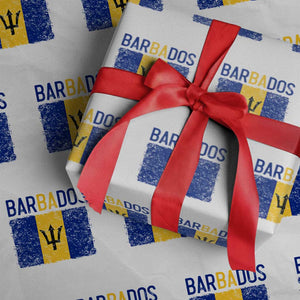 Vintage Distressed Barbados Flag Wrapping Paper Roll Bajan Caribbean Heritage Patriotic Pride Gift TS10 White Print Your Wear
