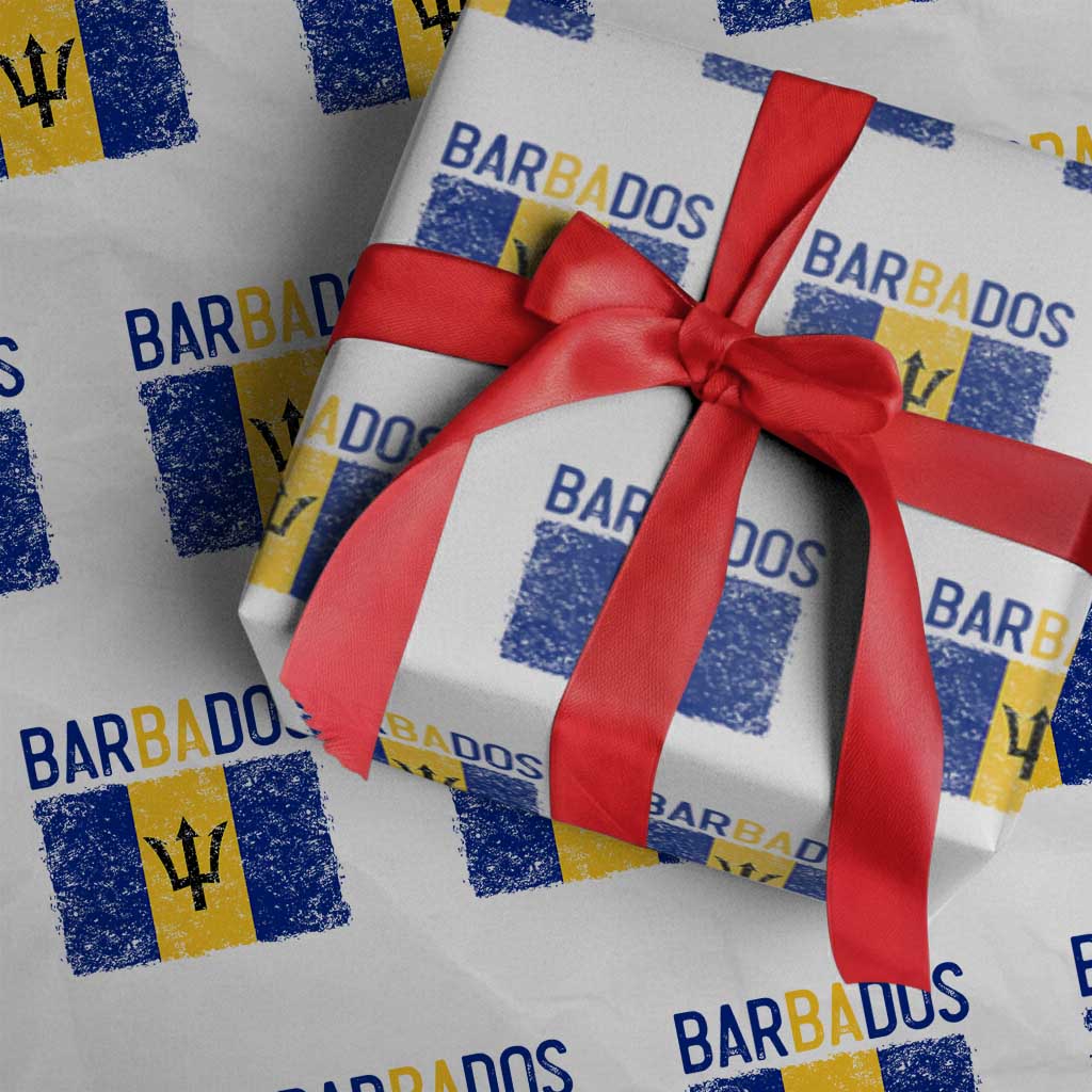 Vintage Distressed Barbados Flag Wrapping Paper Roll Bajan Caribbean Heritage Patriotic Pride Gift TS10 White Print Your Wear