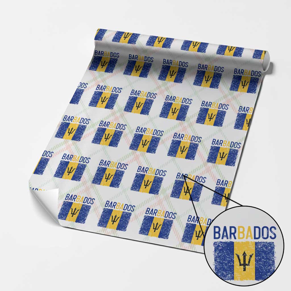 Vintage Distressed Barbados Flag Wrapping Paper Roll Bajan Caribbean Heritage Patriotic Pride Gift TS10 Christmas Plaid Print Your Wear