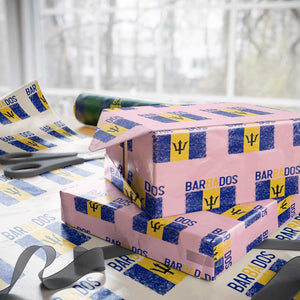 Vintage Distressed Barbados Flag Wrapping Paper Roll Bajan Caribbean Heritage Patriotic Pride Gift TS10 Light Pink Print Your Wear