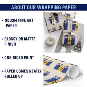 Vintage Distressed Barbados Flag Wrapping Paper Roll Bajan Caribbean Heritage Patriotic Pride Gift TS10 Print Your Wear