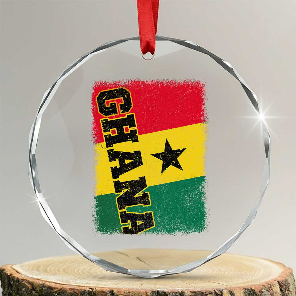 Vintage Distressed Ghana Flag Crystal Glass Ornament Ghanaian Heritage Africa Ghanese Roots TS10 Transparent Glass 3'' Circle Print Your Wear