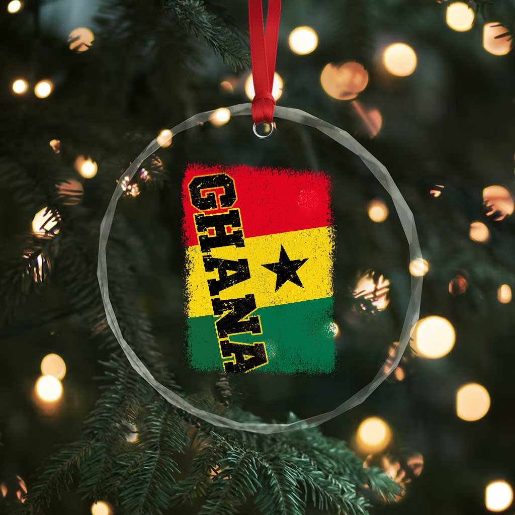 Vintage Distressed Ghana Flag Crystal Glass Ornament Ghanaian Heritage Africa Ghanese Roots TS10 Print Your Wear
