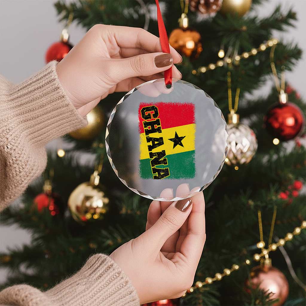 Vintage Distressed Ghana Flag Crystal Glass Ornament Ghanaian Heritage Africa Ghanese Roots TS10 Print Your Wear