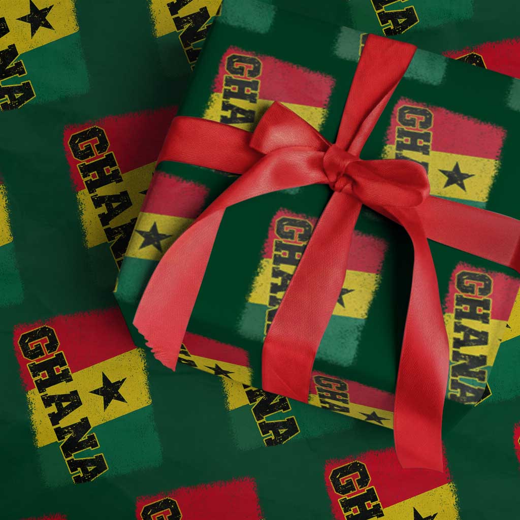 Vintage Distressed Ghana Flag Wrapping Paper Roll Ghanaian Heritage Africa Ghanese Roots