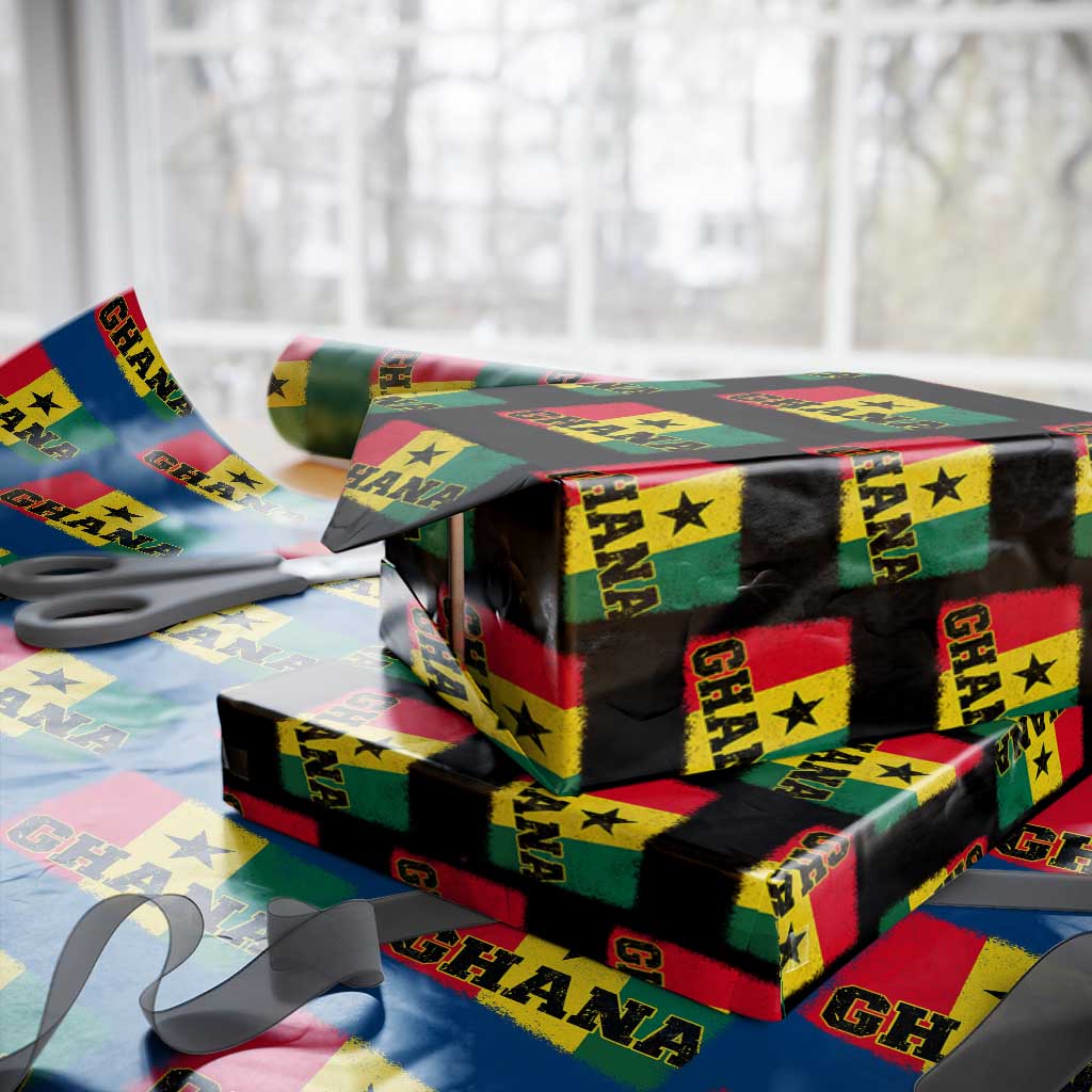Vintage Distressed Ghana Flag Wrapping Paper Roll Ghanaian Heritage Africa Ghanese Roots