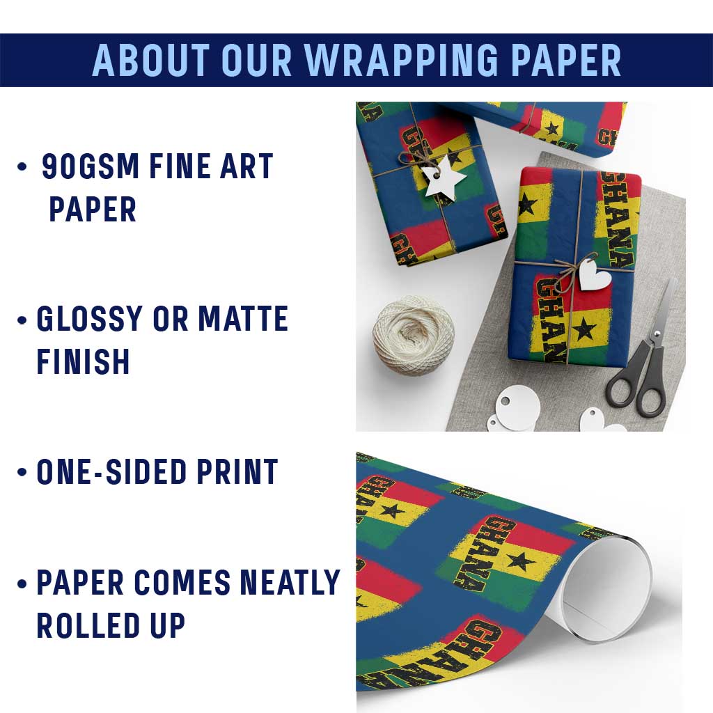 Vintage Distressed Ghana Flag Wrapping Paper Roll Ghanaian Heritage Africa Ghanese Roots