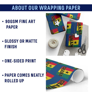 Vintage Distressed Ghana Flag Wrapping Paper Roll Ghanaian Heritage Africa Ghanese Roots