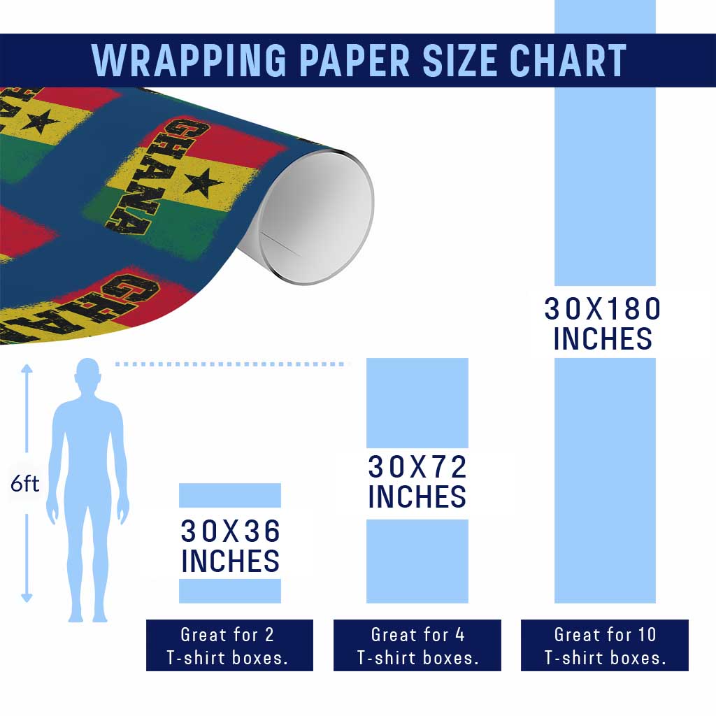 Vintage Distressed Ghana Flag Wrapping Paper Roll Ghanaian Heritage Africa Ghanese Roots