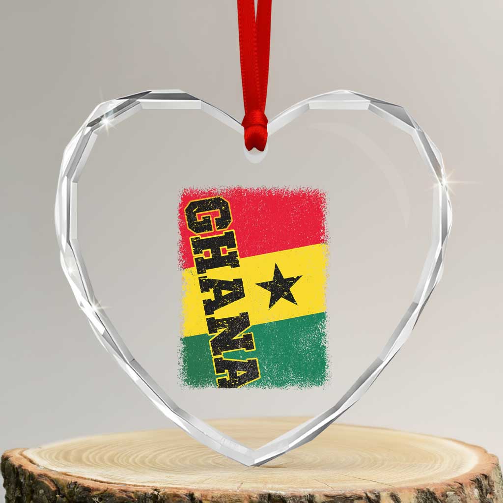 Vintage Distressed Ghana Flag Heart Crystal Glass Ornament Ghanaian Heritage Africa Ghanese Roots TS10 Transparent Glass 3'' Heart Print Your Wear