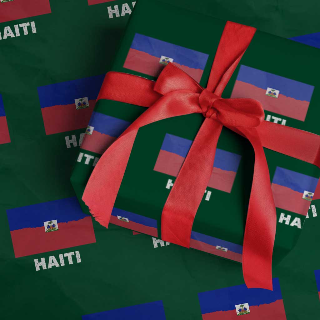 Vintage Distressed Haiti Flag Wrapping Paper Roll Haitian Heritage Pride TS02 Green Print Your Wear