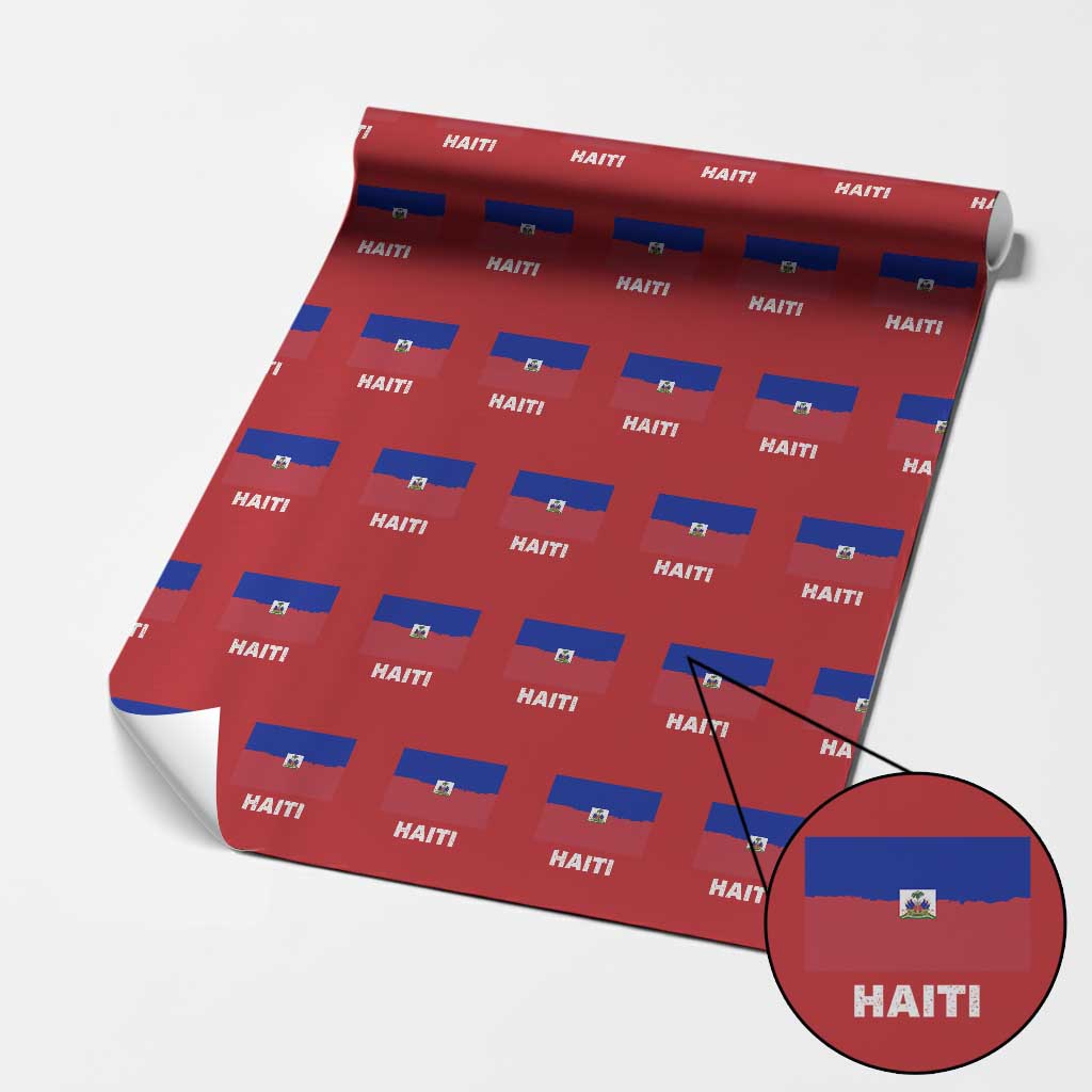 Vintage Distressed Haiti Flag Wrapping Paper Roll Haitian Heritage Pride TS02 Red Print Your Wear