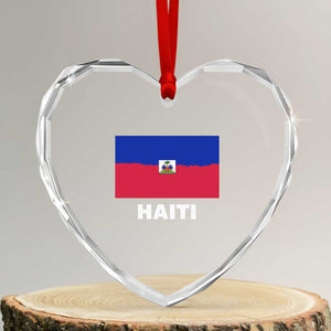 Vintage Distressed Haiti Flag Heart Crystal Glass Ornament Haitian Heritage Pride TS02 Transparent Glass 3'' Heart Print Your Wear