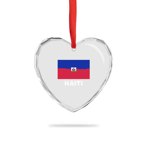 Vintage Distressed Haiti Flag Heart Crystal Glass Ornament Haitian Heritage Pride TS02 Print Your Wear
