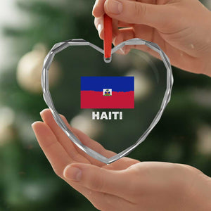 Vintage Distressed Haiti Flag Heart Crystal Glass Ornament Haitian Heritage Pride TS02 Print Your Wear