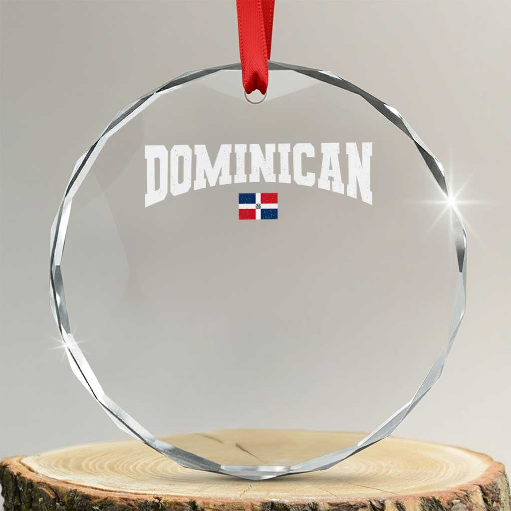 Vintage Dominican Republic Flag Crystal Glass Ornament Retro Varsity Caribbean Pride Heritage Gift TS10 Transparent Glass 3'' Circle Print Your Wear