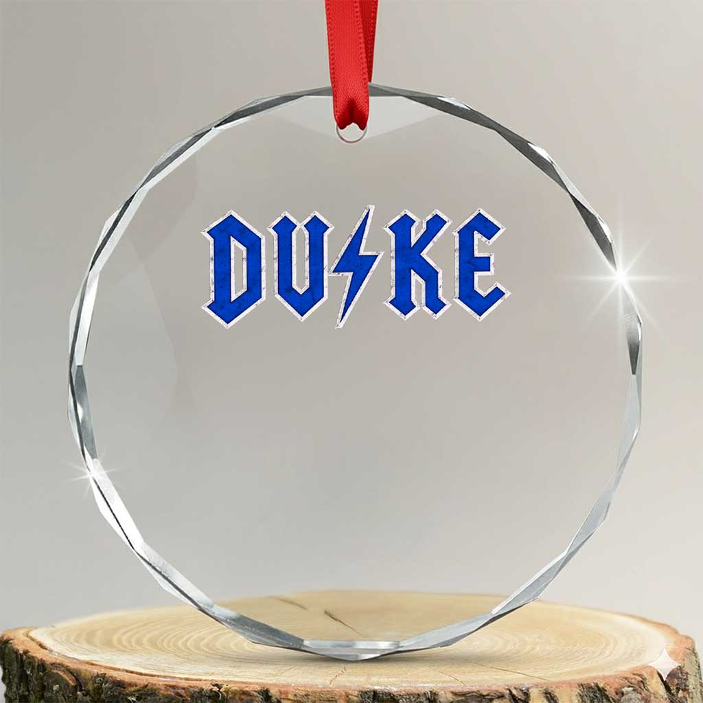 Vintage Duke Last Name Sports Style Crystal Glass Ornament Vintage Lightning Bold Gothic Font Graphic Basketball Fans TS10 Transparent Glass 3'' Circle Print Your Wear