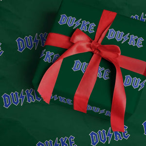 Vintage Duke Last Name Sports Style Wrapping Paper Roll Vintage Lightning Bold Gothic Font Graphic Basketball Fans TS10 Green Print Your Wear