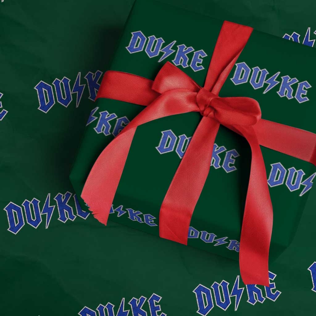 Vintage Duke Last Name Sports Style Wrapping Paper Roll Vintage Lightning Bold Gothic Font Graphic Basketball Fans TS10 Green Print Your Wear